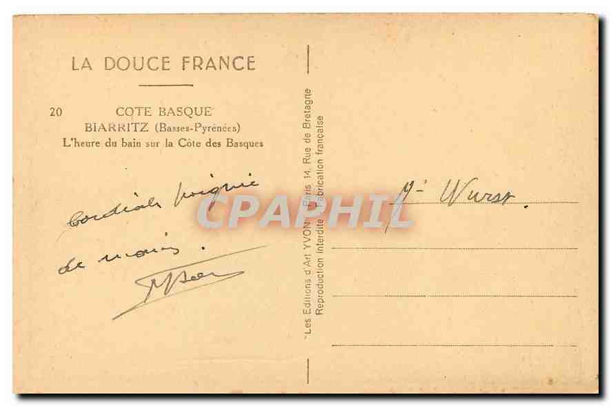 CPA La Douce France Cote Basque Biarritz Basses Pyrenees l'heure du bain sur la Cote des Basques  — Verso