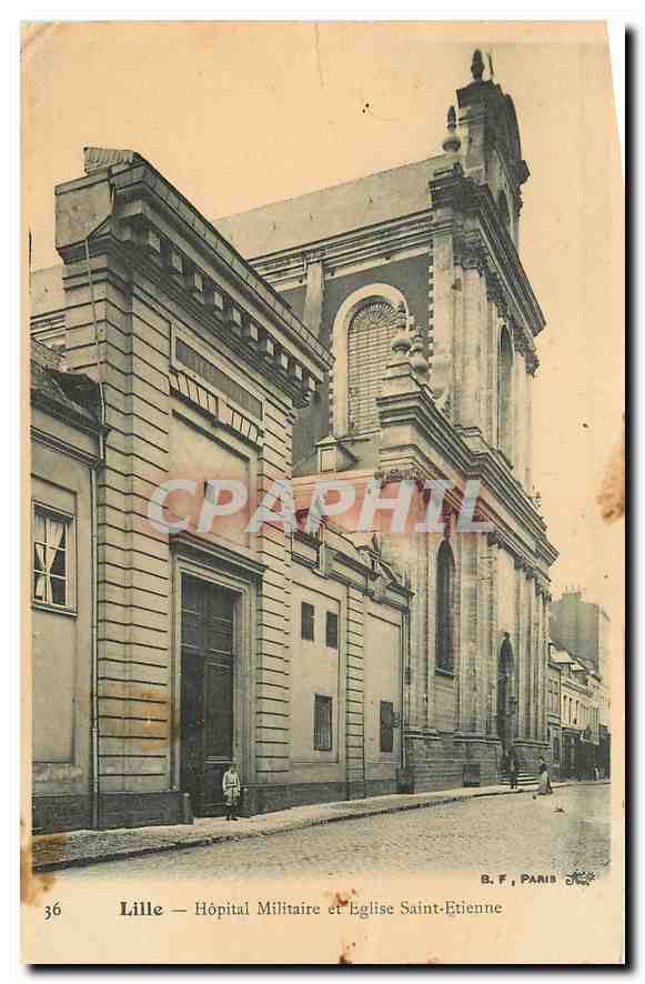 CPA Lille Hopital Militaire et Eglise Saint Etienne 