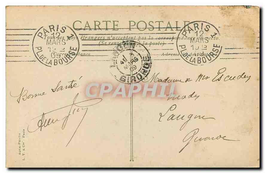 CPA Paris Notre Dame  — Verso