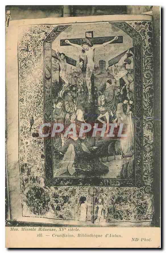 CPA Missale Edueuse Bibliotheque d'Autun Crucilixion 