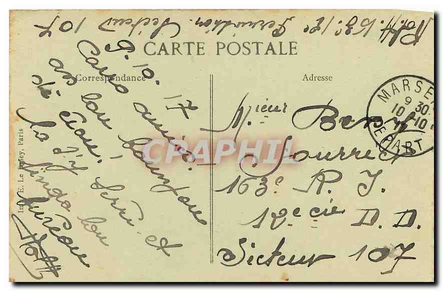 Marseille — Bassin du Radoub et le Pont Transbordeur — Éditeur C.P.D. n°15 — Verso