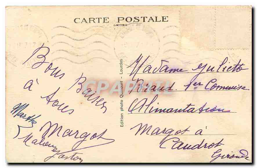 Bagnères-de-Bigorre — Les Coursous — Édition photo Quinault, n°555 — Verso