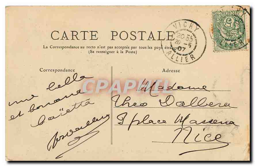 Vichy — Rue de Paris et la Gare — Allier — 195 — Rückseite