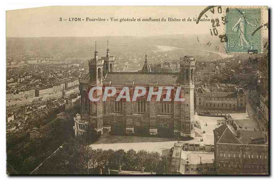 CPA Lyon Fourviere Vue generale et confuent du Rhone et de la Saone 