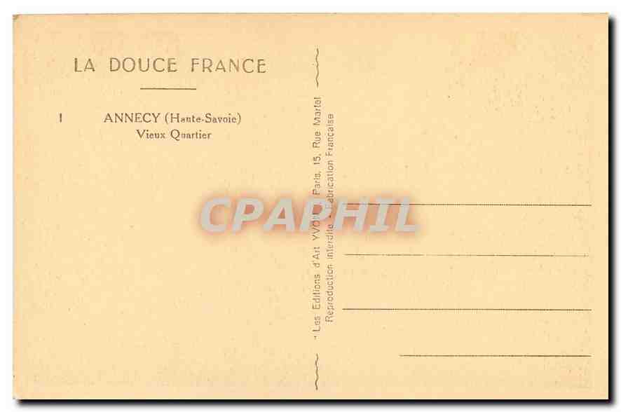 CPA La Douce France Annecy Haute savoie Voeux Quartier  — Rückseite