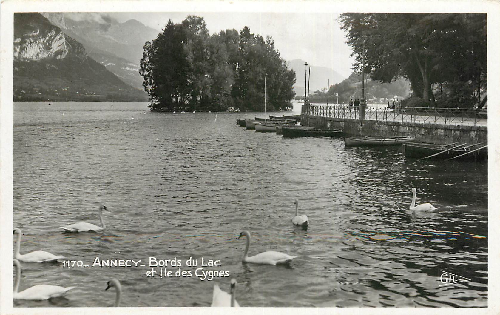 CPA Annecy Bords du Lac et le des Cygnas 