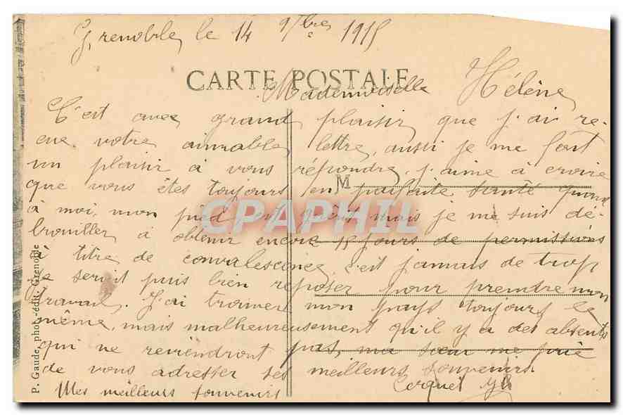 CPA Grenoble La Plade et l'Eglise Notre Dame Le Monument du Centenaire  — Rückseite