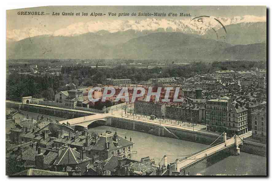CPA Grenoble Les Quais et les Alpes Vue prise de Sainte Marie d'en Haut 