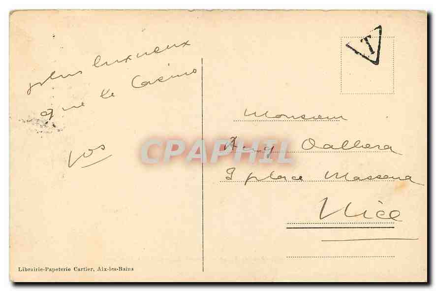 CPA Aix les Bains Grand cercle Salle des Jeux  — Verso