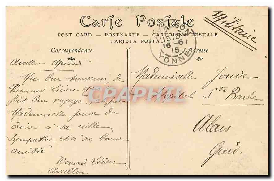 CPA Vezelay Eglise de la Madeleine Chapiteau du septieme Pilier de la Nef cote nord  — Rückseite