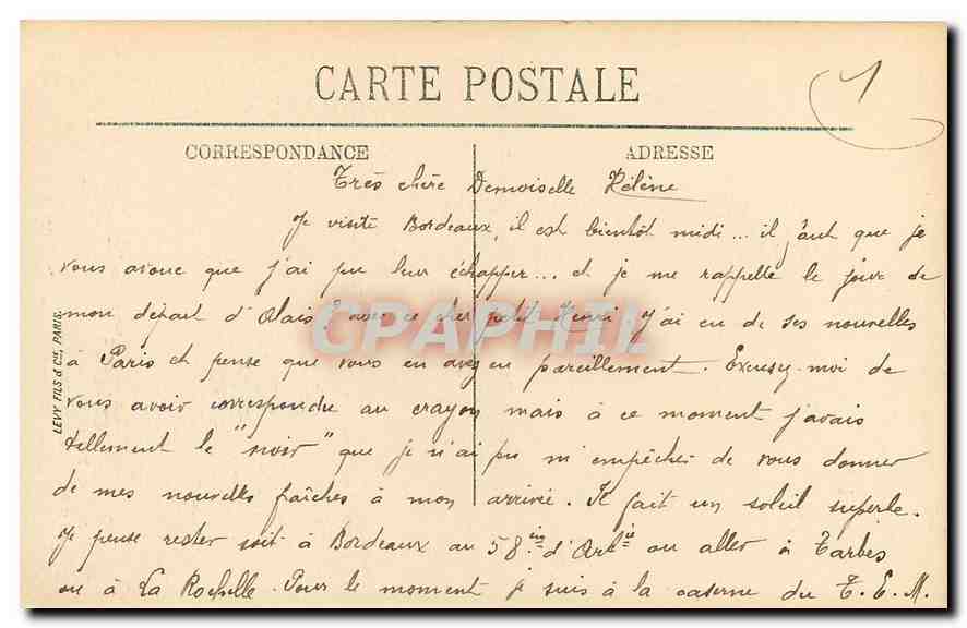 CPA Bordeaux Eglise Notre Dame  — Verso