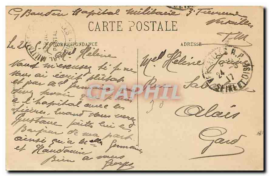 CPA Le Palais et le Cathedrale de Versailles vus du Bois St Martin  — Rückseite
