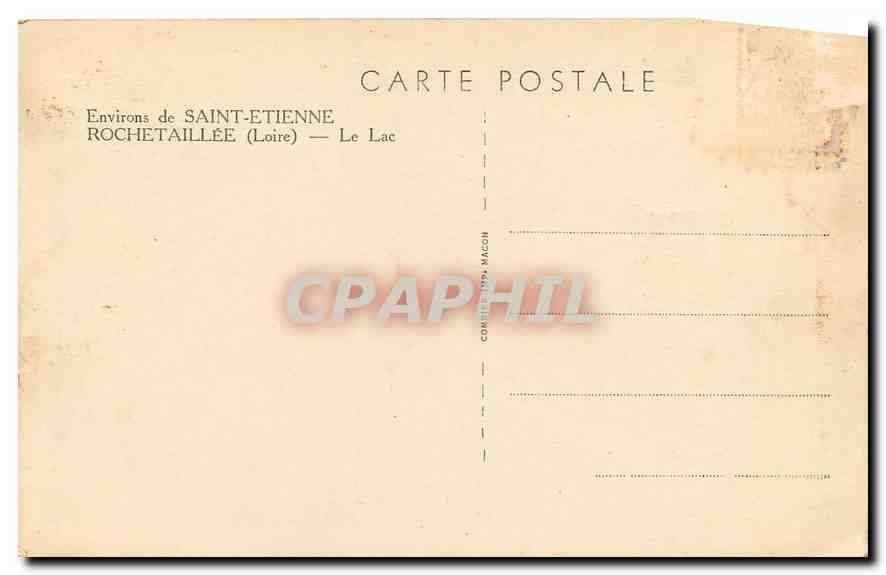 CPA Environs de Saint Etienne Rochetaillee Loire Le Lac  — Rückseite