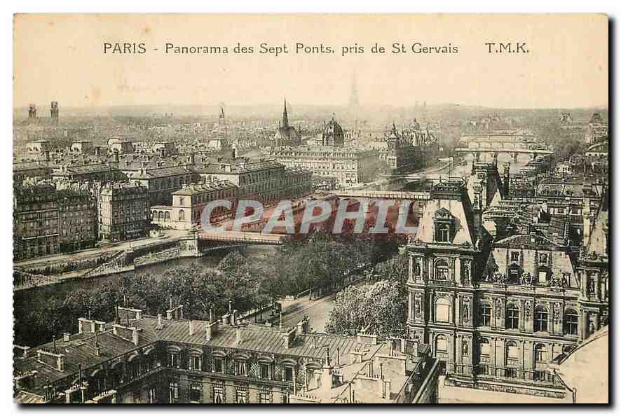 CPA Paris Panorama des Sept Ponts pris de St Gervais 