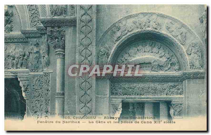 CPA Charlieu Abbaye des Benedictins Fenetre du Narthex La Cene et les Noces de Cana 