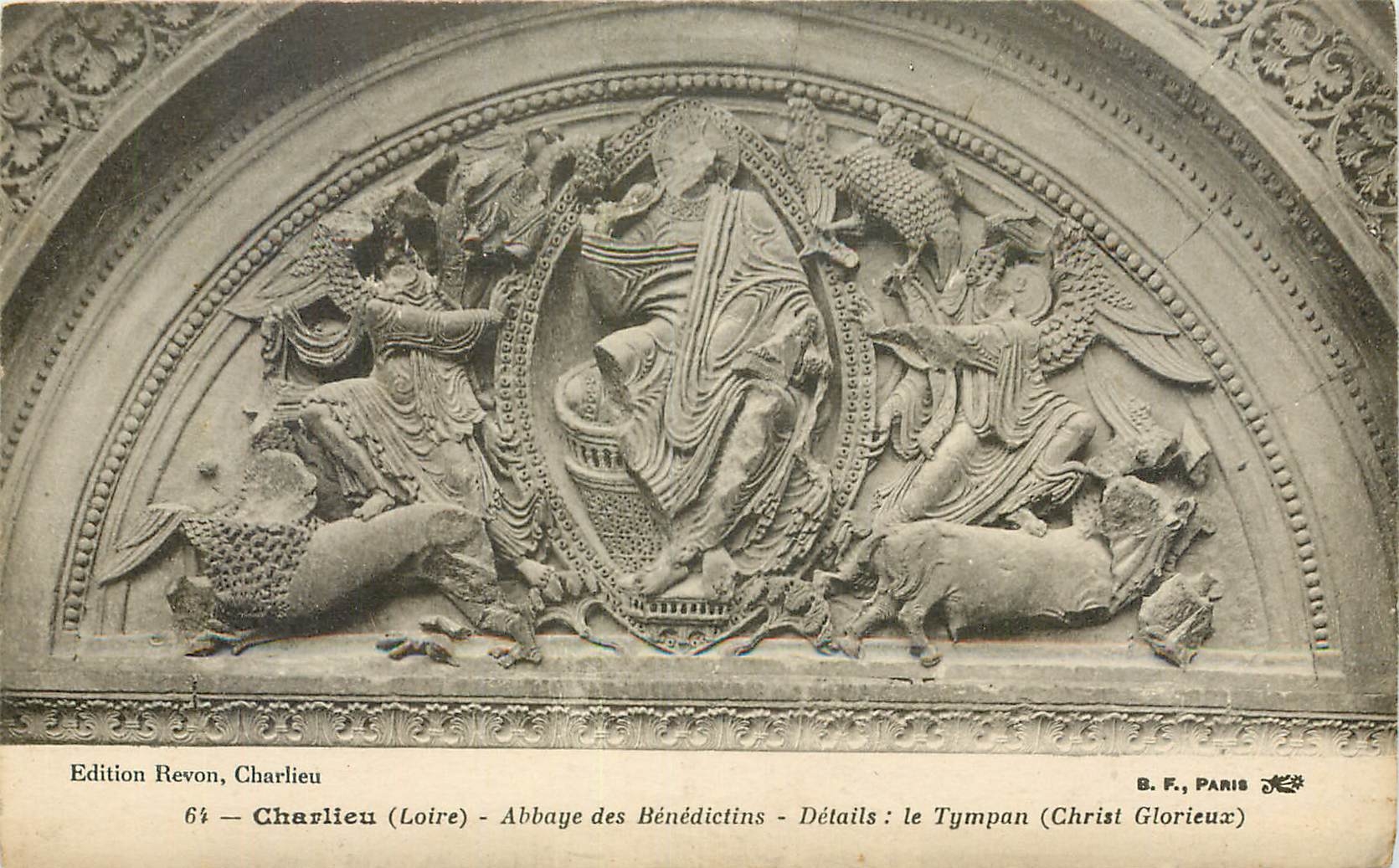 CPA Charlieu Loire Abbaye des Benedictins Details le Tympan Christ Glorieux