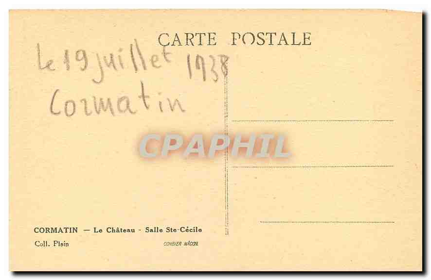 CPA Cormatin Le Chateau Salle Ste Cecile  — Rückseite