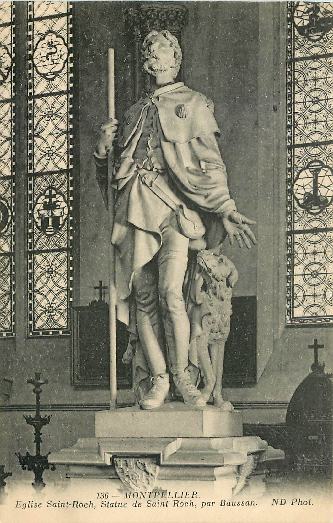 CPA Montpellier Eglise Saint Roch Statue de Saint Roch par Baussan 
