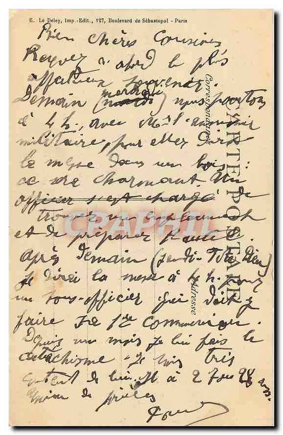 CPA 1914-15 Bataille de la Marne Connantre Militaria — Verso