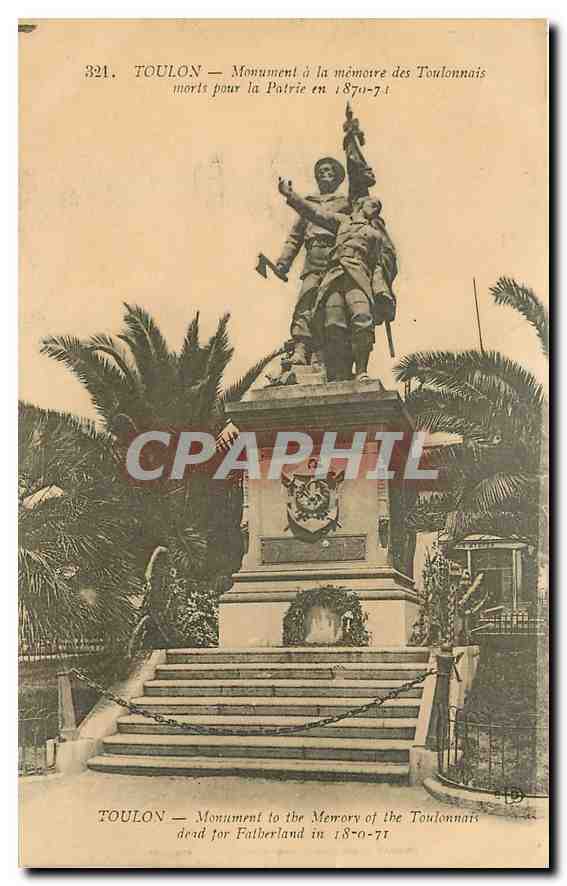 Toulon — Monument à la mémoire des Toulonnais morts pour la Patrie en 1870-71 — CPA PHIL n°321