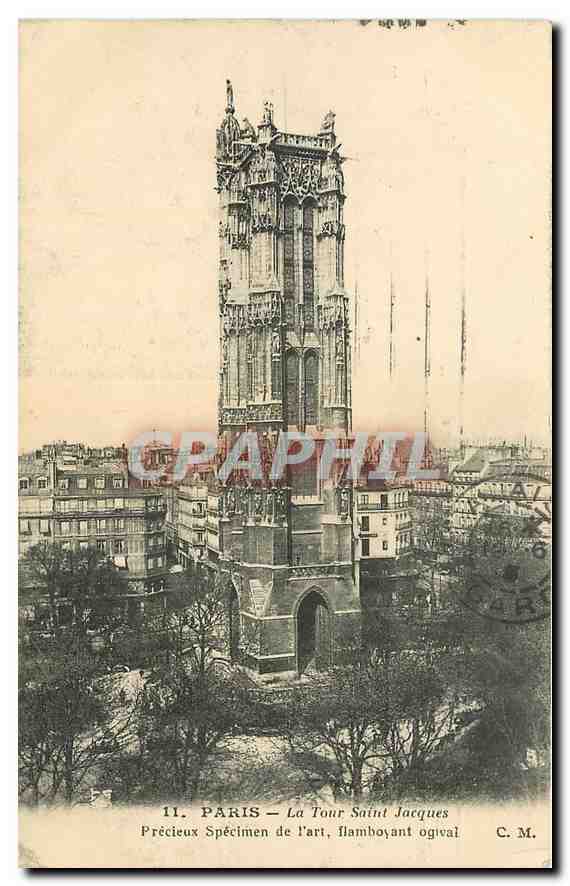 CPA Paris La Tour Saint Jacques Precieux Specimen de l'art flamboyant ogival 