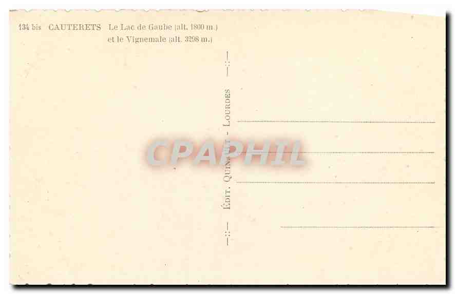CPA Cauterets Le Lac de Gaube et le Vignemale  — Rückseite