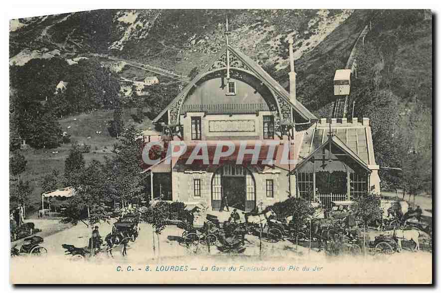 CPA Lourdes La Gare du Funiculaire du Pic du Jer 
