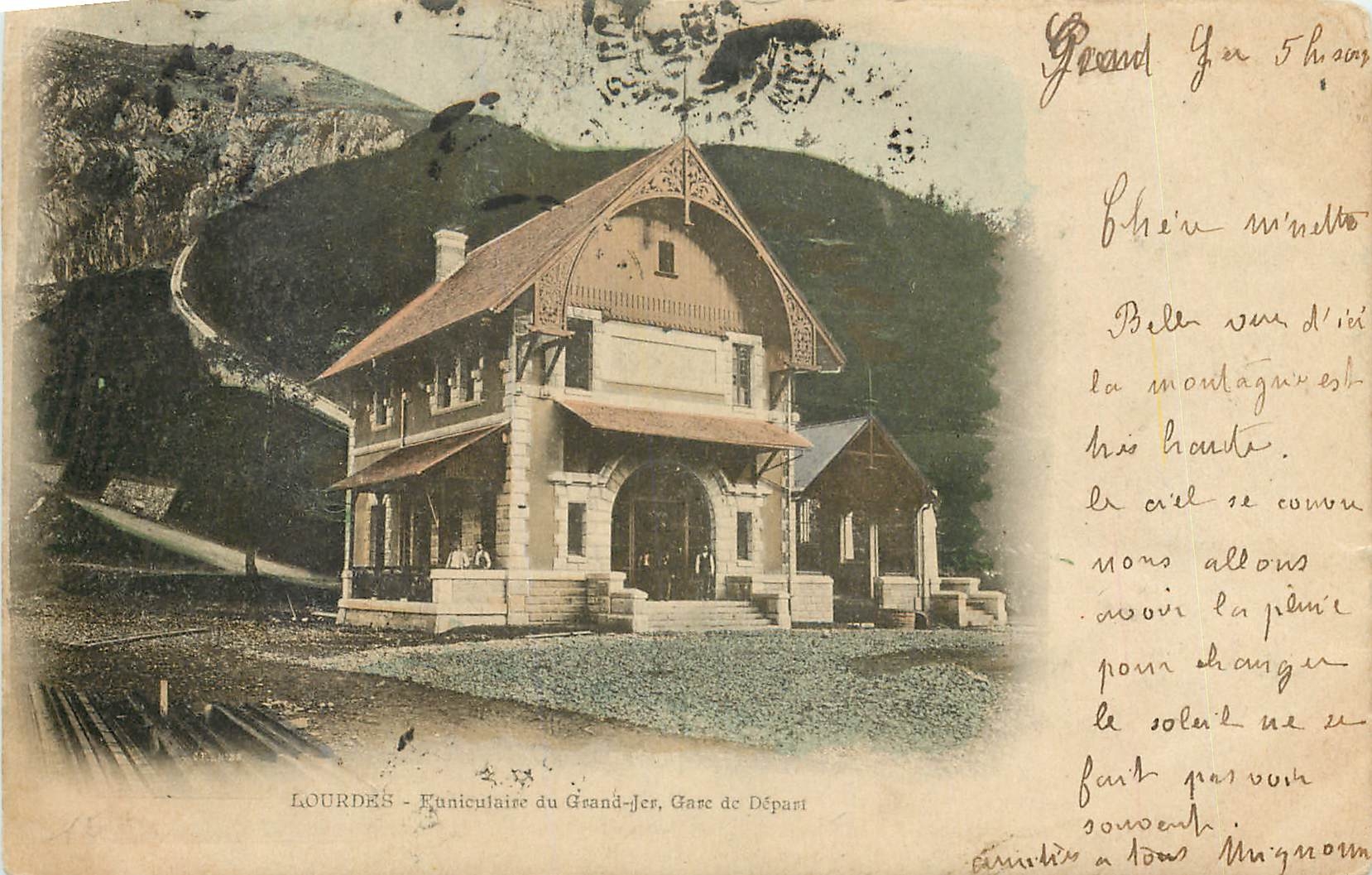 CPA Lourdes Funiculaire du Grand Jer Gare de Depart 