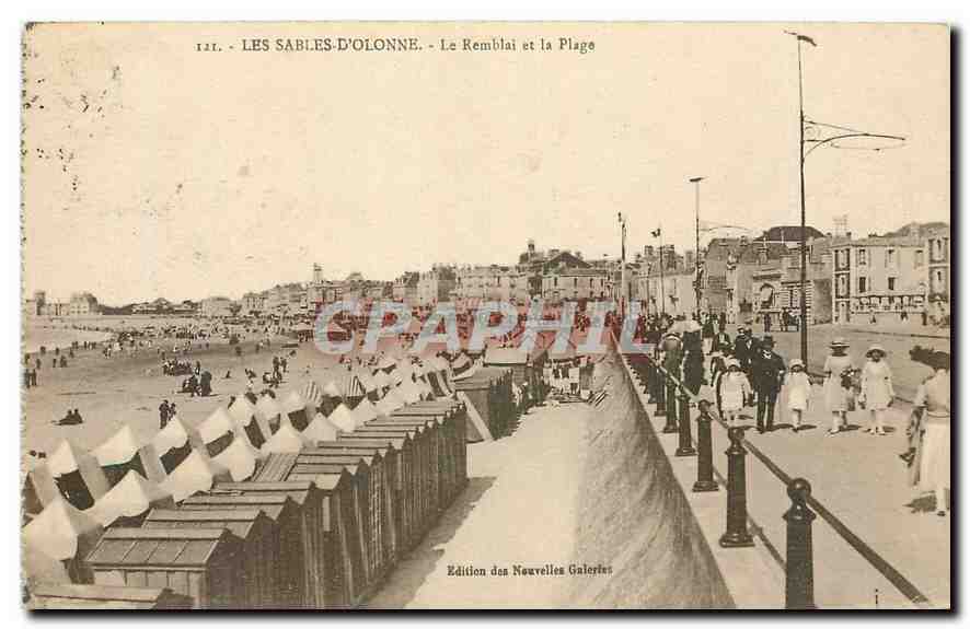 CPA Les Sables d'Olonne Le Renblai et la Plage 