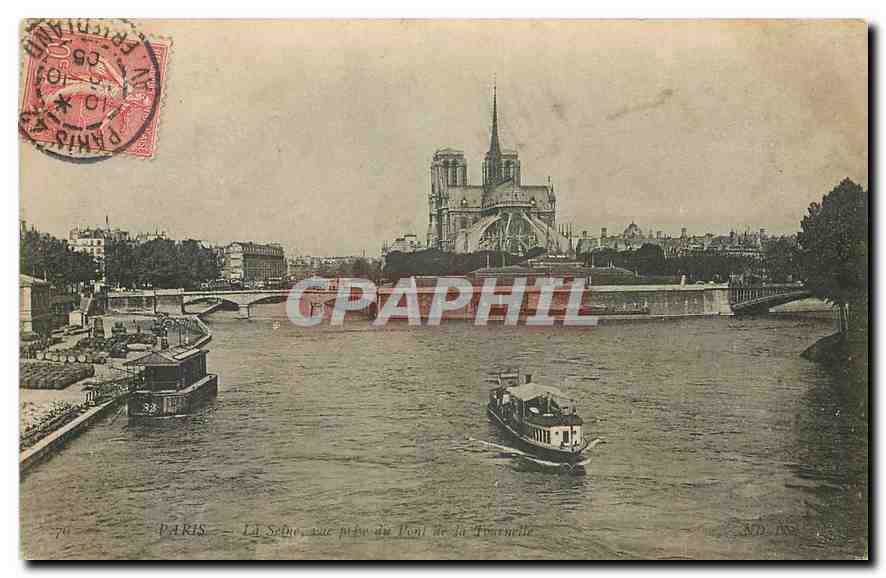 CPA Paris la Seine Notre Dame Bateau Peniche