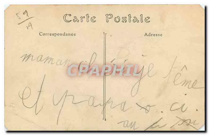 CPA Campagne de 1914 Bombardement de Reims Papiere de la Mulualite Place du Palais de Justice Milita — Verso