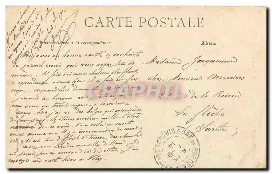 CPA Bordeaux La Grosse Cloche  — Rückseite