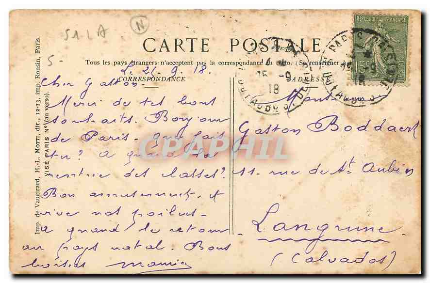 CPA Guerre 1914-15 Reims Incendie de la Cathedrale  — Rückseite