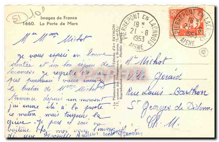 CPA Reims Images de France La Porte de Mars  — Rückseite