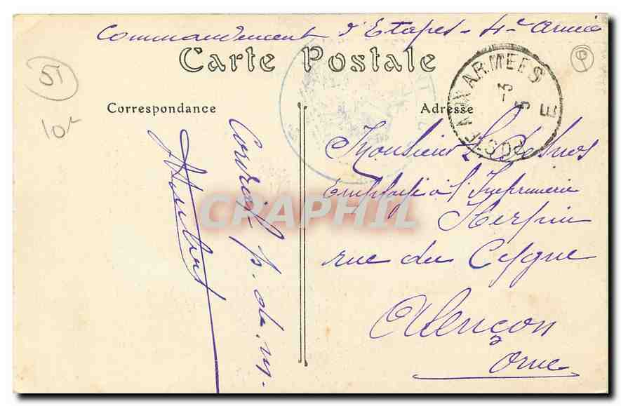 CPA Campagne de 1914 La Cathedrale de Reims en feu  — Rückseite