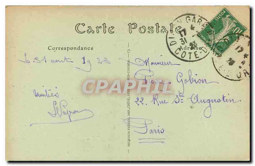CPA Musee de Dijon J B Greuze Jeune Villageoise  — Verso