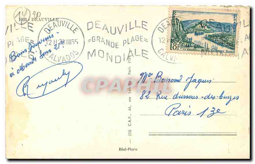 Deauville — Casino, Normandy-Hotel, La Plage, Le Royal — Réal-Photo — Rückseite