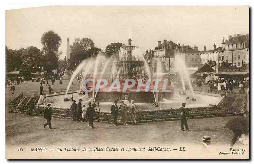Nancy — La Fontaine de la Place Carnot und Denkmal Sadi-Carnot — Edition Volzard