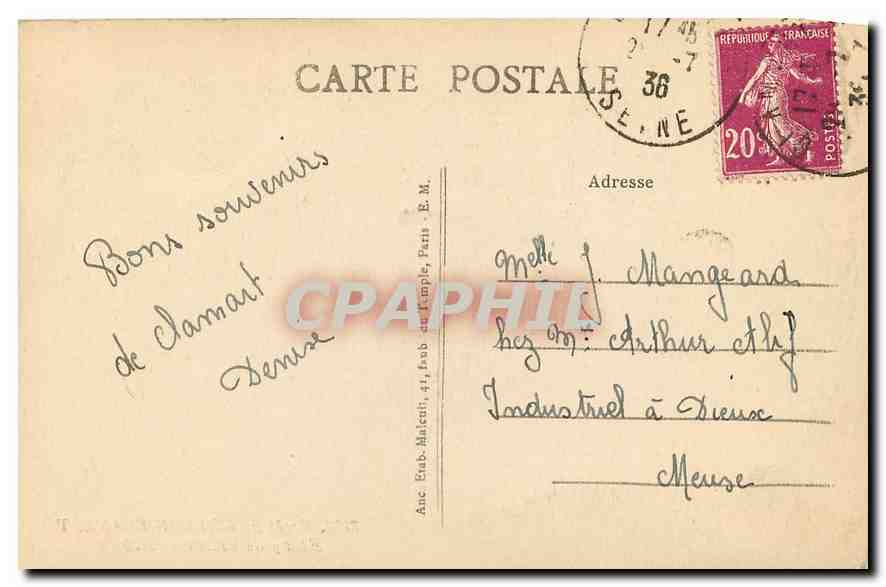 CPA Foret de Meudon Clamart Etang de Trivaux  — Rückseite