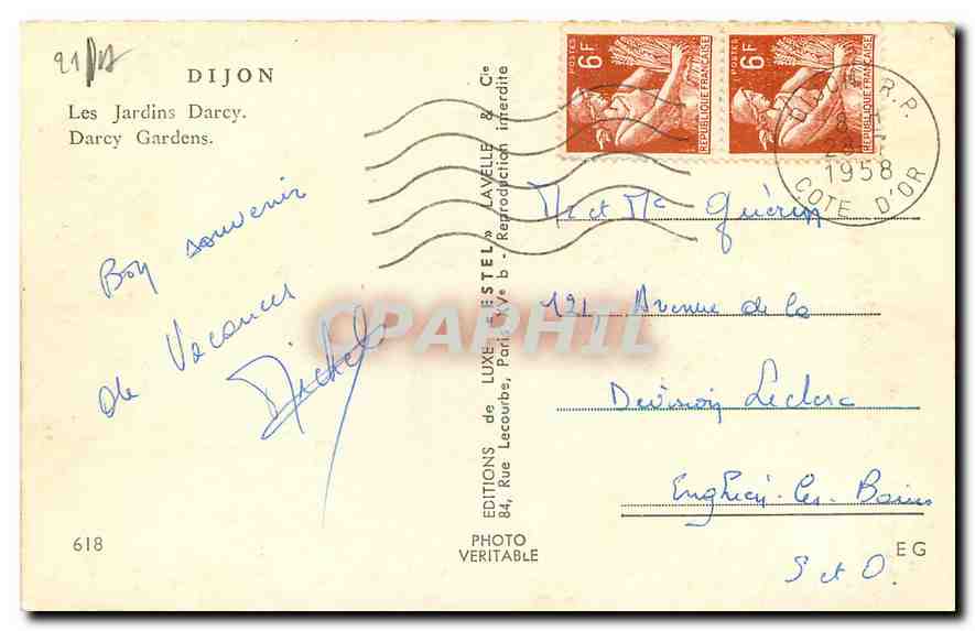 CPA Dijon Les Jardins Darcy Ours Blanc — Rückseite