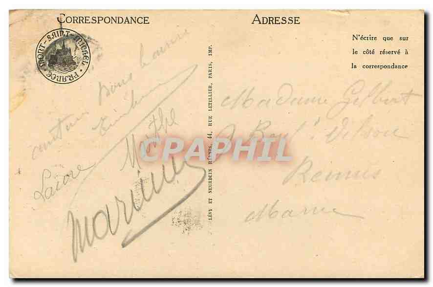 CPA Le Mont Saint Michel Cote Nord Ouest  — Verso