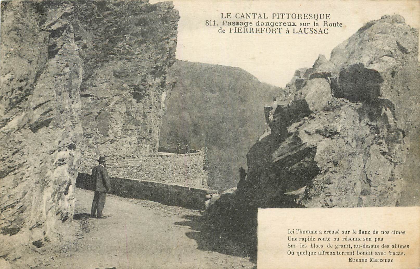 Le Cantal pittoresque — Passage dangereux sur la Route de Pierrefort à Laussac — Éditions de la Belle Artillag