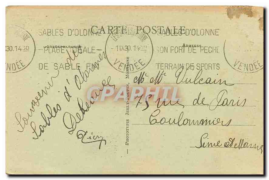 CPA Les Sables d'Olonne Sablaise Moderne Folklore Cigarette Tabac — Rückseite