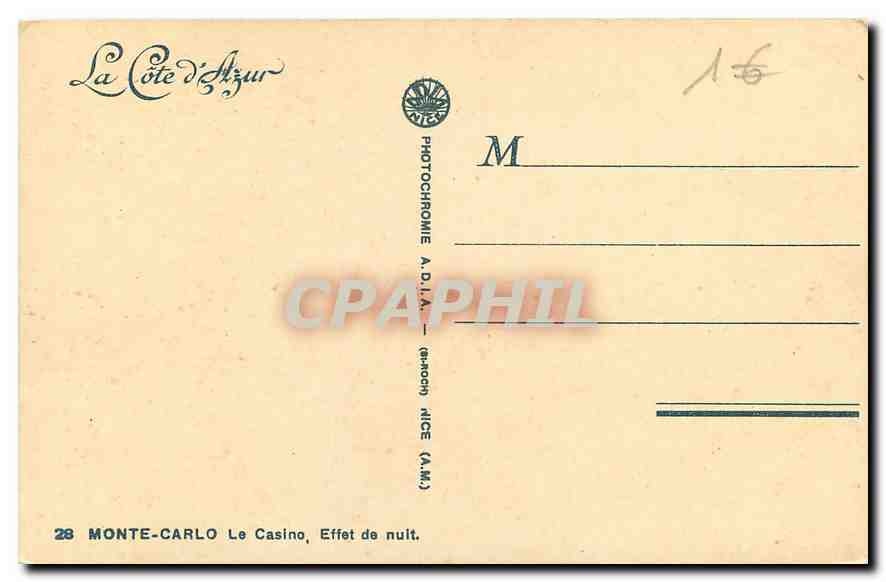 CPA Monte Carlo Le Casino Effet de nuit  — Rückseite