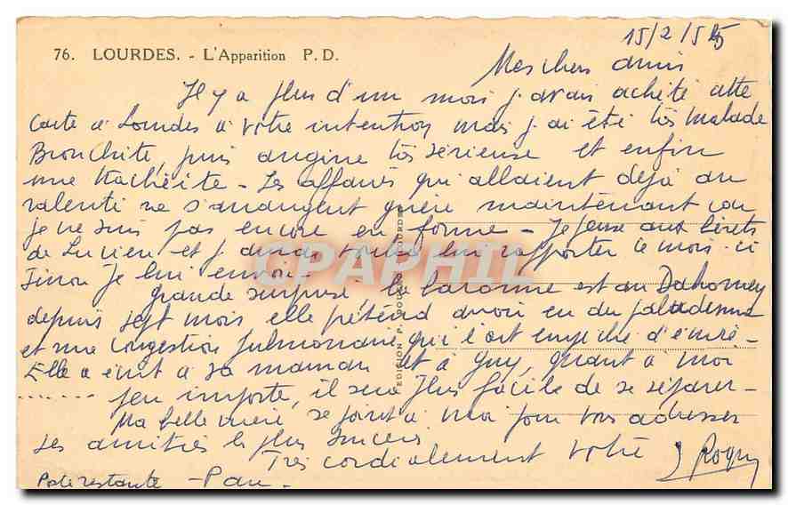 CPA Lourdes l'Apparition  — Rückseite