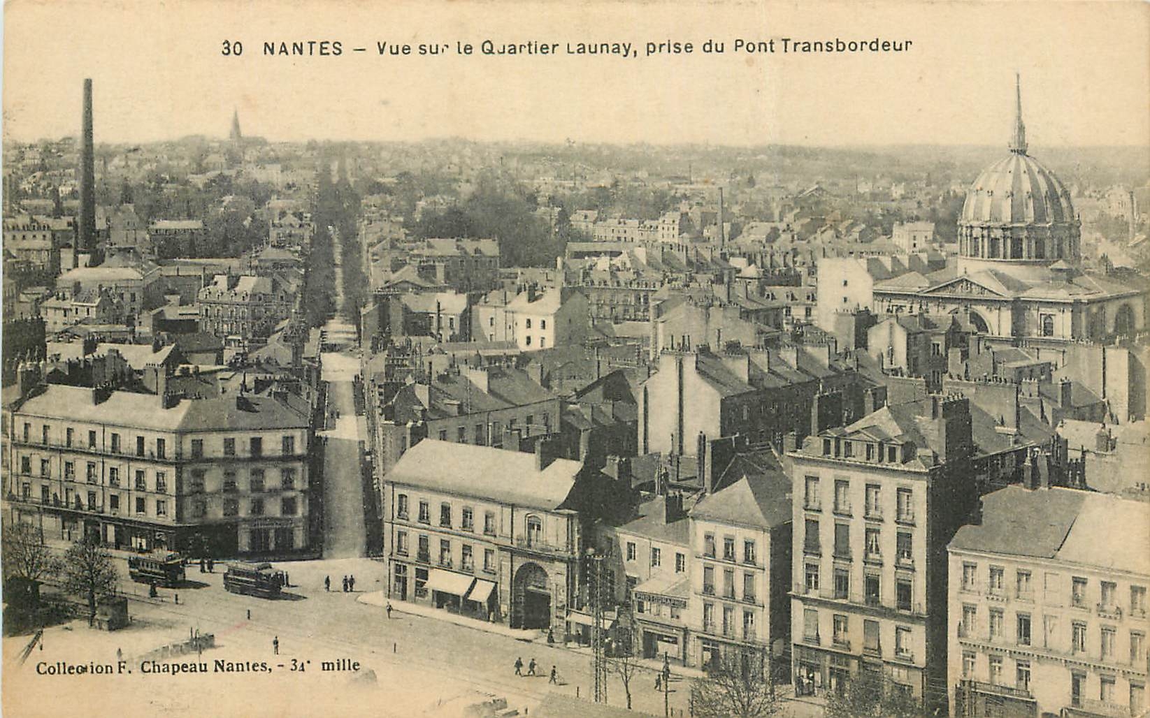 CPA Nantes Vue sur le Quartier Launay prise du pont Transbordeur 
