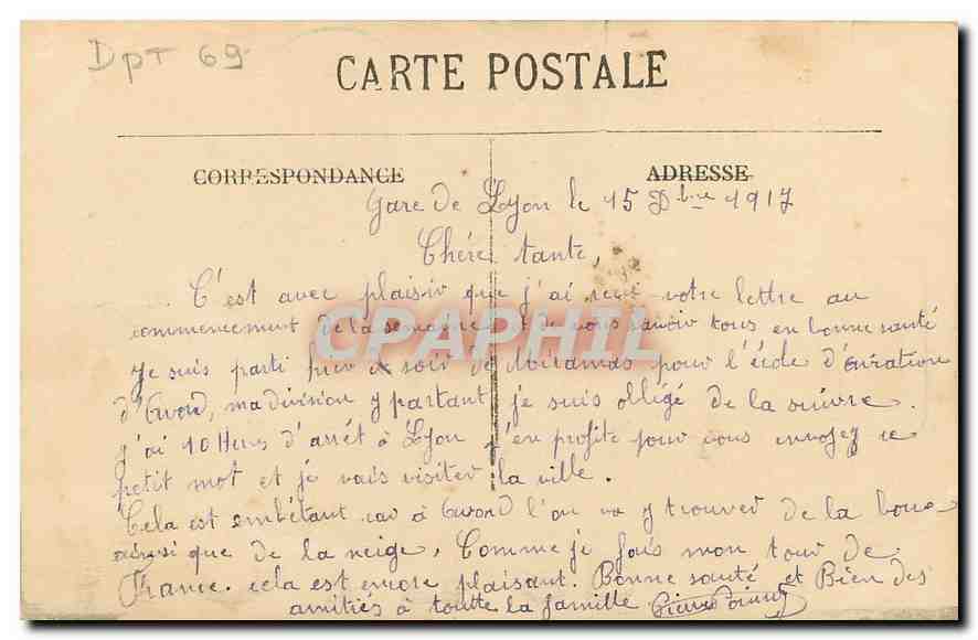 CPA Mes Amities de Lyon  — Verso