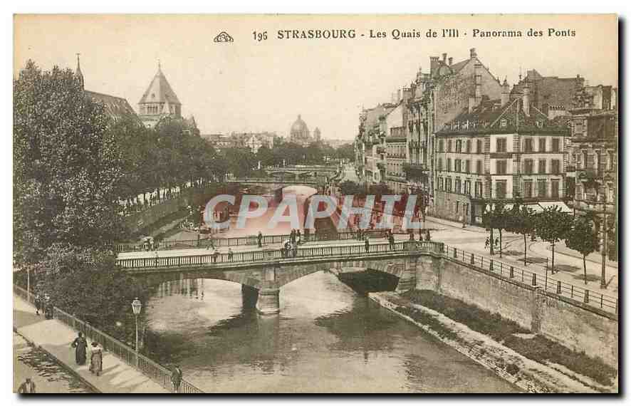 CPA Strasbourg les quais de l'Ill panorama des ponts 