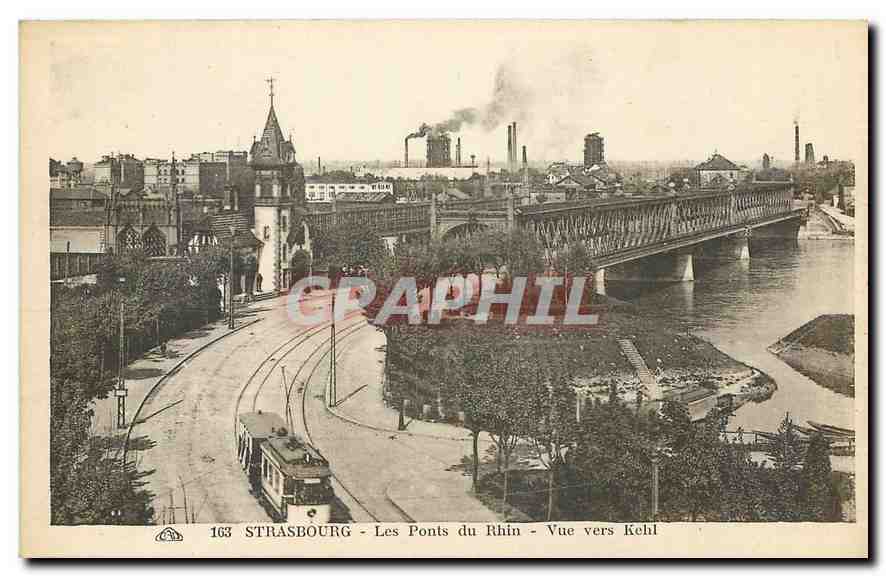 CPA Strasbourg les ponts du Rhin vue vers Kehl 