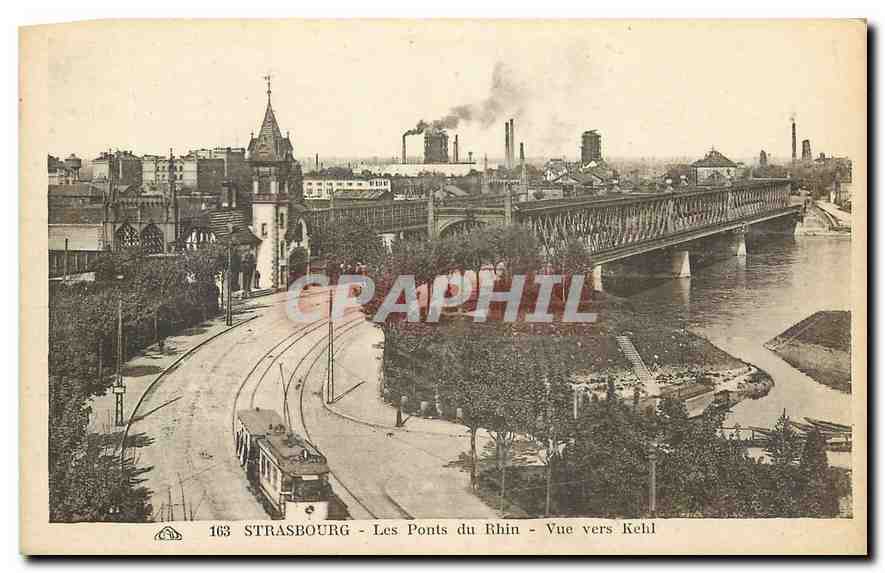 CPA Strasbourg les ponts du Rhin vue vers Kehl 